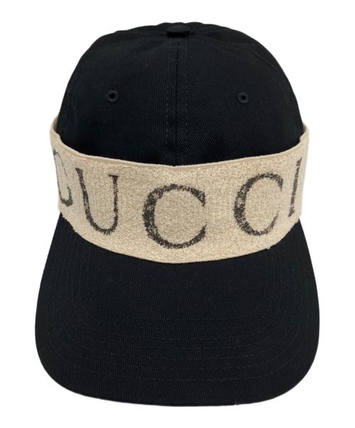 GUCCI（グッチ）GUCCI (グッチ) ロゴパイルテープキャップ ブラック サイズ:Mの古着・服飾アイテム