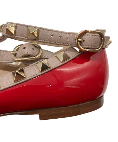 VALENTINO（ヴァレンティノ）VALENTINO (ヴァレンティノ) スタッズ パンプス レッド×ベージュ サイズ:35 1/2の古着・服飾アイテム