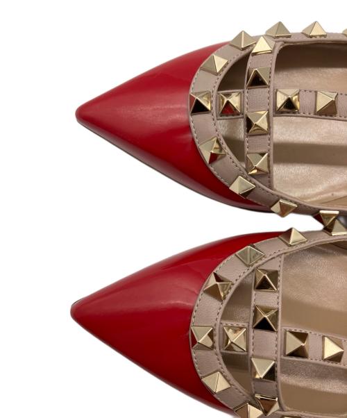 VALENTINO（ヴァレンティノ）VALENTINO (ヴァレンティノ) スタッズ パンプス レッド×ベージュ サイズ:35 1/2の古着・服飾アイテム