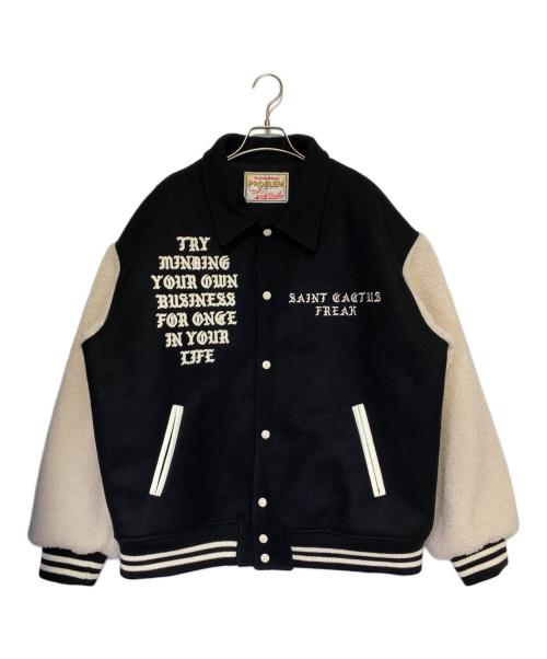 SAINT MICHAEL（セントマイケル）SAINT MICHAEL (セントマイケル) Cactus Plant Flea Market (カクタスプラントフリーマーケット) CP VARSITY JKT ブラック サイズ:XXLの古着・服飾アイテム