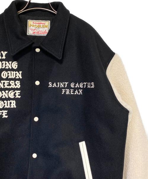SAINT MICHAEL（セントマイケル）SAINT MICHAEL (セントマイケル) Cactus Plant Flea Market (カクタスプラントフリーマーケット) CP VARSITY JKT ブラック サイズ:XXLの古着・服飾アイテム