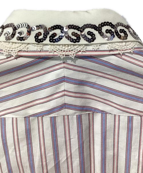 GUCCI（グッチ）GUCCI (グッチ) Gucci Striped Shirt Dress with Detachable Collar/ストライプシャツワンピース ホワイト×ブルー サイズ:36の古着・服飾アイテム