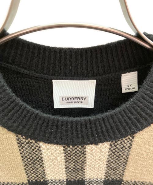 BURBERRY（バーバリー）BURBERRY (バーバリー) ノバチェック ニット ワンピース ブラック×ベージュ サイズ:128の古着・服飾アイテム