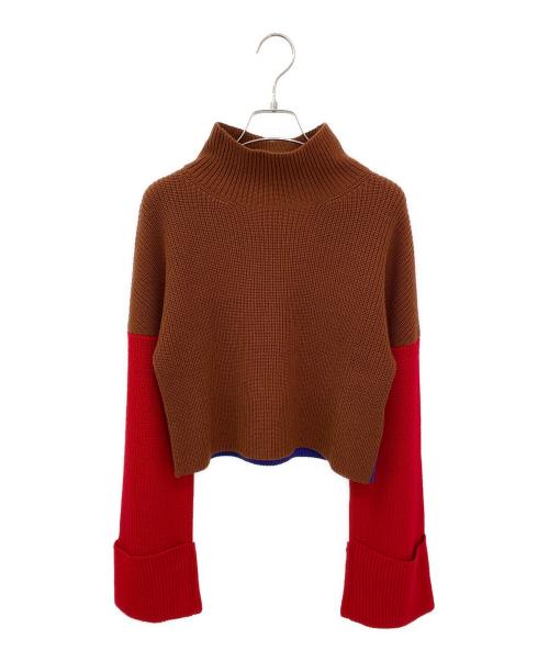 MSGM（エムエスジーエム）MSGM (エムエスジーエム) マルチカラーショート丈ニット レッド×ブルー サイズ:XSの古着・服飾アイテム