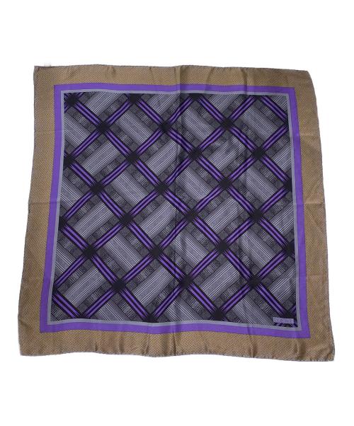 LOEWE（ロエベ）LOEWE (ロエベ) シルクスカーフ パープル×グレーの古着・服飾アイテム