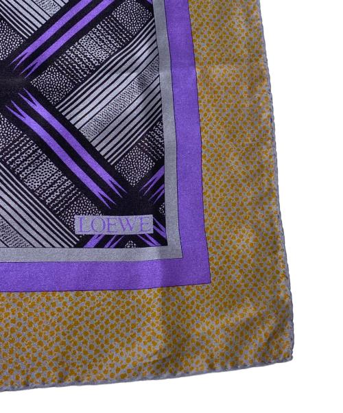 LOEWE（ロエベ）LOEWE (ロエベ) シルクスカーフ パープル×グレーの古着・服飾アイテム