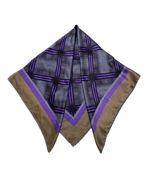 LOEWE（ロエベ）LOEWE (ロエベ) シルクスカーフ パープル×グレーの古着・服飾アイテム