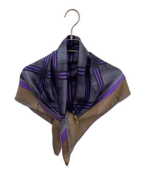 LOEWE（ロエベ）LOEWE (ロエベ) シルクスカーフ パープル×グレーの古着・服飾アイテム