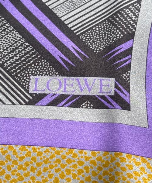 LOEWE（ロエベ）LOEWE (ロエベ) シルクスカーフ パープル×グレーの古着・服飾アイテム
