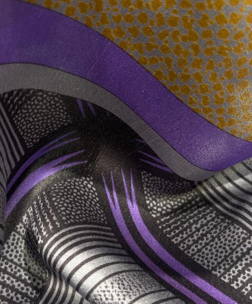 LOEWE（ロエベ）LOEWE (ロエベ) シルクスカーフ パープル×グレーの古着・服飾アイテム