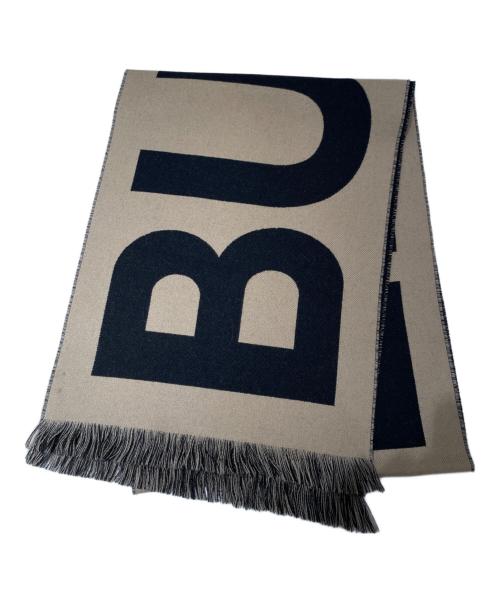 BURBERRY（バーバリー）BURBERRY (バーバリー) ロゴウールマフラー ブラック×ベージュの古着・服飾アイテム