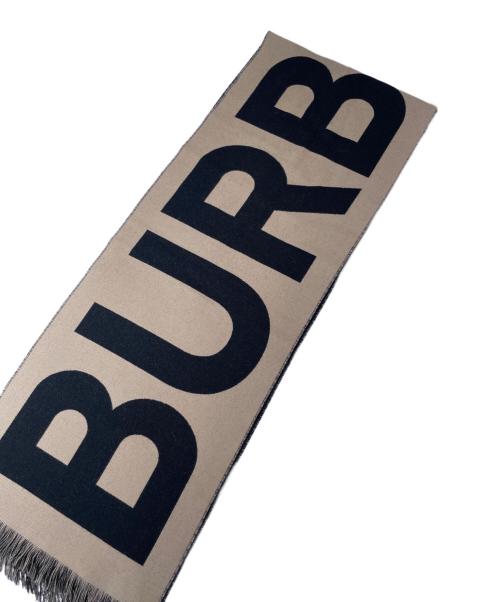 BURBERRY（バーバリー）BURBERRY (バーバリー) ロゴウールマフラー ブラック×ベージュの古着・服飾アイテム