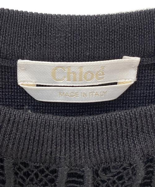 Chloe（クロエ）Chloe (クロエ) レースデザインニットワンピース ブラック サイズ:XSの古着・服飾アイテム