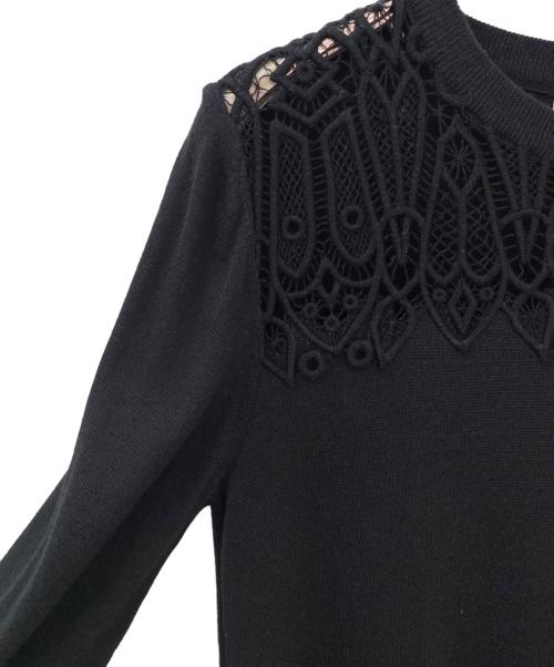 Chloe（クロエ）Chloe (クロエ) レースデザインニットワンピース ブラック サイズ:XSの古着・服飾アイテム