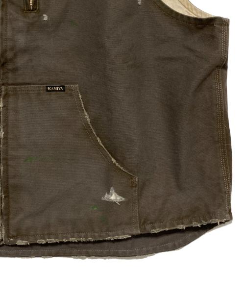 KAMIYA（カミヤ）KAMIYA (カミヤ) BORO Duck Vest ブラウン サイズ:Lの古着・服飾アイテム