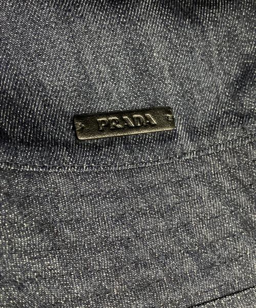 PRADA（プラダ）PRADA (プラダ) プレートデザイン デニム切替ハット ブラック サイズ:Sの古着・服飾アイテム