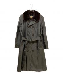 Aquascutum（アクアスキュータム）の古着「シルクミンク襟ブレストコート」｜グレー