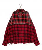 PROJECT G/Rプロジェクト ジーアール）の古着「UPSIDE-DOWN CHECKED SHIRTS」｜レッド