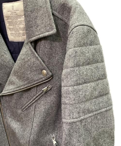 BRUNELLO CUCINELLI（ブルネロクチネリ）BRUNELLO CUCINELLI (ブルネロクチネリ) ウールカシミヤライダースジャケット ライトグレー サイズ:Mの古着・服飾アイテム