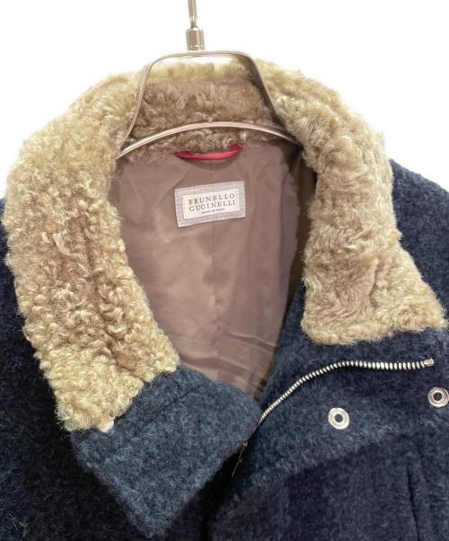 BRUNELLO CUCINELLI（ブルネロクチネリ）BRUNELLO CUCINELLI (ブルネロクチネリ) アルパカ混ボアコート ネイビー サイズ:Ｌの古着・服飾アイテム