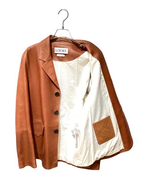 LOEWE（ロエベ）LOEWE (ロエベ) ノッチドラペル2Bレザージャケット ブラウン サイズ:48の古着・服飾アイテム