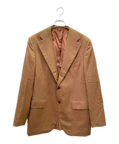 Belvest（ベルヴェスト）Belvest (ベルヴェスト) ウールサキソニーソリッド3B1プリーツスーツ キャメル サイズ:52の古着・服飾アイテム