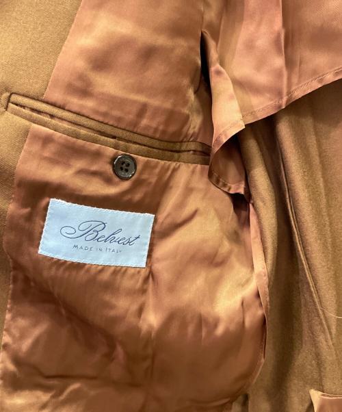 Belvest（ベルヴェスト）Belvest (ベルヴェスト) ウールサキソニーソリッド3B1プリーツスーツ キャメル サイズ:52の古着・服飾アイテム