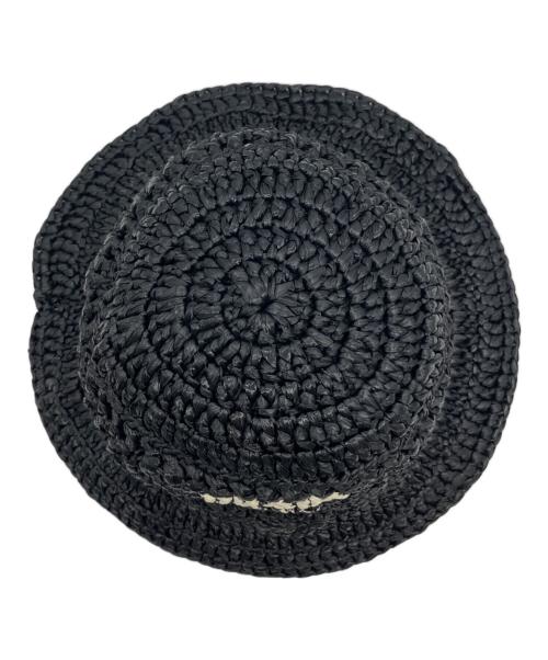 PRADA（プラダ）PRADA (プラダ) ウーブンファブリック バケットハット ブラック サイズ:Mの古着・服飾アイテム