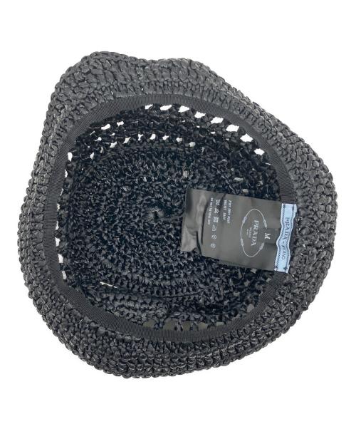 PRADA（プラダ）PRADA (プラダ) ウーブンファブリック バケットハット ブラック サイズ:Mの古着・服飾アイテム