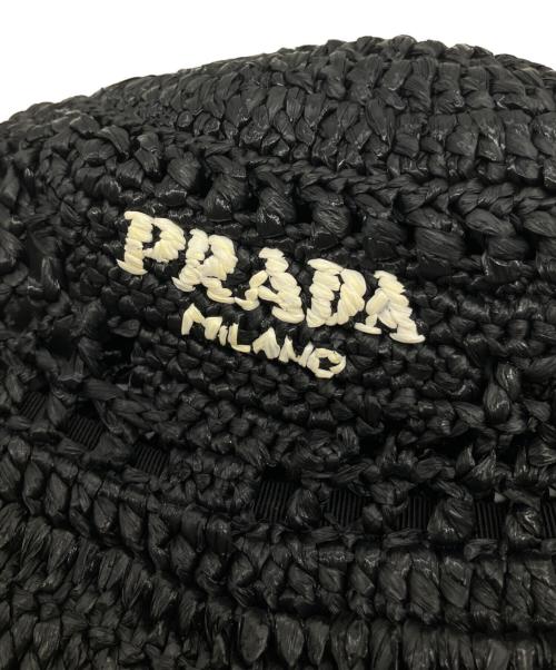 PRADA（プラダ）PRADA (プラダ) ウーブンファブリック バケットハット ブラック サイズ:Mの古着・服飾アイテム