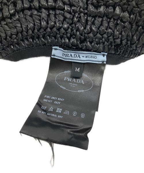 PRADA（プラダ）PRADA (プラダ) ウーブンファブリック バケットハット ブラック サイズ:Mの古着・服飾アイテム