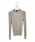 DRAWERドゥロワー）の古着「カシミヤ シルク 18G リブクルーネックニット」｜ベージュ