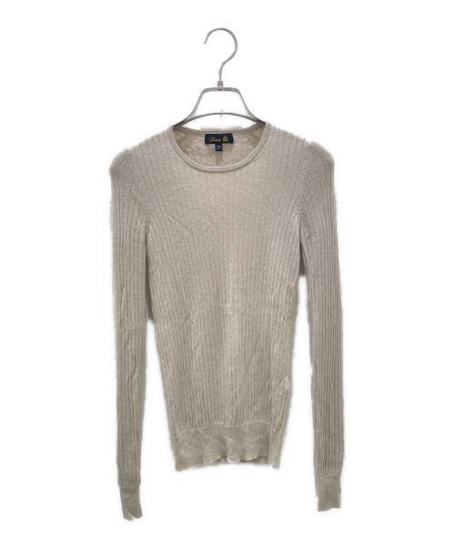 DRAWER（ドゥロワー）DRAWER (ドゥロワー) カシミヤ シルク 18G リブクルーネックニット ベージュ サイズ:1の古着・服飾アイテム