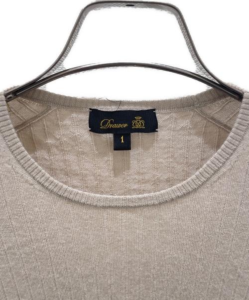 DRAWER（ドゥロワー）DRAWER (ドゥロワー) カシミヤ シルク 18G リブクルーネックニット ベージュ サイズ:1の古着・服飾アイテム