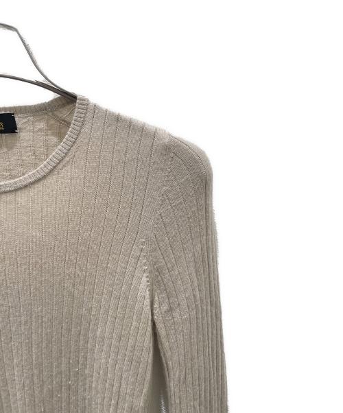 DRAWER（ドゥロワー）DRAWER (ドゥロワー) カシミヤ シルク 18G リブクルーネックニット ベージュ サイズ:1の古着・服飾アイテム