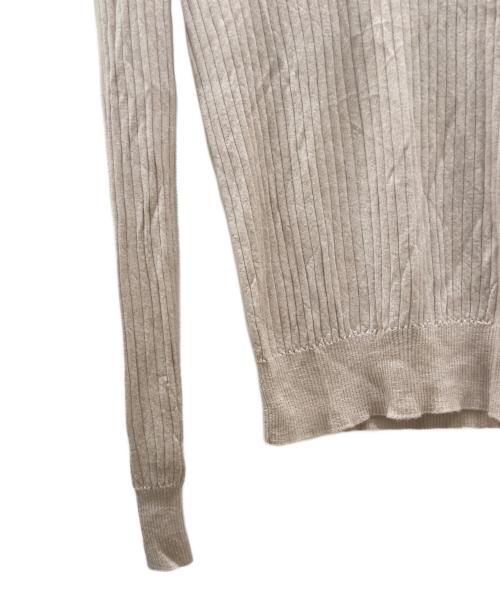 DRAWER（ドゥロワー）DRAWER (ドゥロワー) カシミヤ シルク 18G リブクルーネックニット ベージュ サイズ:1の古着・服飾アイテム