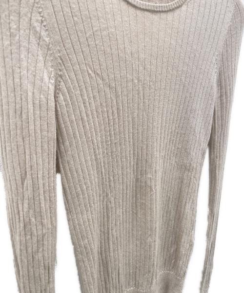 DRAWER（ドゥロワー）DRAWER (ドゥロワー) カシミヤ シルク 18G リブクルーネックニット ベージュ サイズ:1の古着・服飾アイテム
