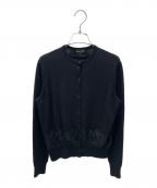 DRAWERドゥロワー）の古着「レース切替カーディガン」｜ブラック