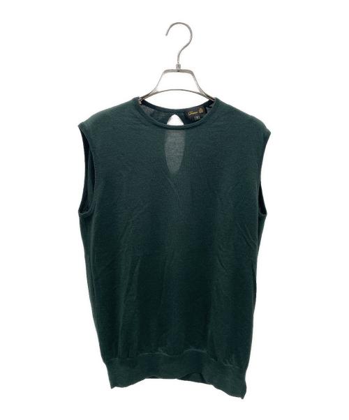 DRAWER（ドゥロワー）DRAWER (ドゥロワー) カシミヤシルク クルーネックノースリーブニット グリーン サイズ:Freeの古着・服飾アイテム