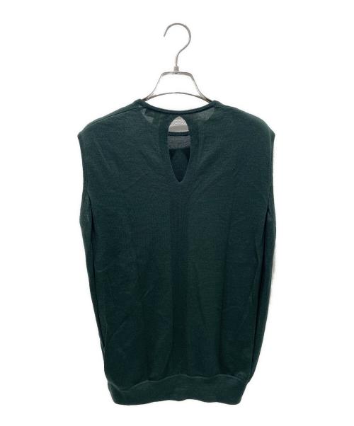 DRAWER（ドゥロワー）DRAWER (ドゥロワー) カシミヤシルク クルーネックノースリーブニット グリーン サイズ:Freeの古着・服飾アイテム