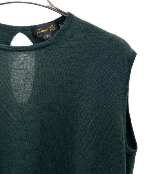 DRAWER（ドゥロワー）DRAWER (ドゥロワー) カシミヤシルク クルーネックノースリーブニット グリーン サイズ:Freeの古着・服飾アイテム