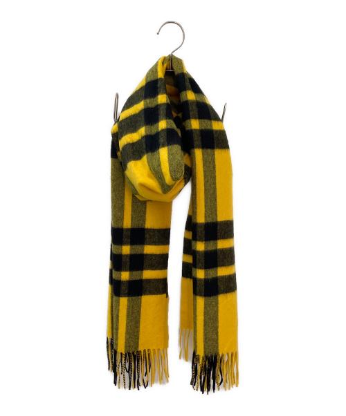 JOHNSTONS OF ELGIN（ジョンストンズオブエルガン）JOHNSTONS OF ELGIN (ジョンストンズオブエルガン) カシミヤ大判ストール イエロー×ブラックの古着・服飾アイテム