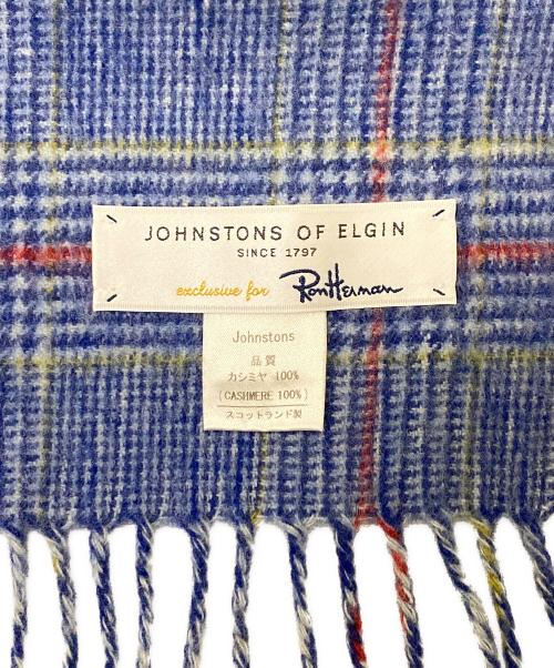 JOHNSTONS OF ELGIN（ジョンストンズオブエルガン）JOHNSTONS OF ELGIN (ジョンストンズオブエルガン) Ron Herman (ロンハーマン) カシミア大判ストール ブルーの古着・服飾アイテム