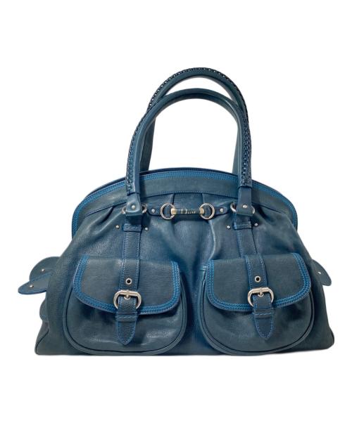 Christian Dior（クリスチャン ディオール）Christian Dior (クリスチャン ディオール) レザーボストンバッグ ブルーの古着・服飾アイテム