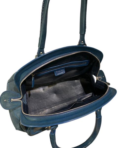 Christian Dior（クリスチャン ディオール）Christian Dior (クリスチャン ディオール) レザーボストンバッグ ブルーの古着・服飾アイテム