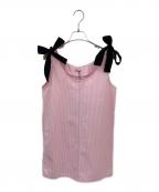 MIU MIUミュウミュウ）の古着「ストライプノースリーブワンピース」｜ピンク×ホワイト