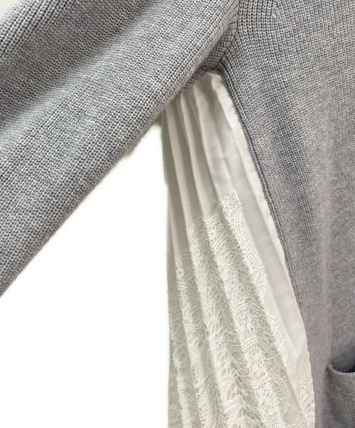 sacai（サカイ）sacai (サカイ) ニット切替カーディガン グレー×ホワイト サイズ:1の古着・服飾アイテム