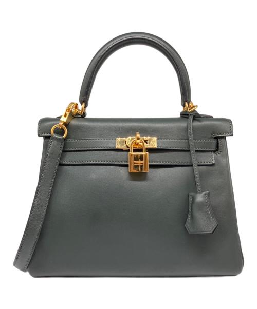 HERMES（エルメス）HERMES (エルメス) ケリー25 内縫い/ゴールド金具/スイフト/グリーン系/X刻印 グリーン系 サイズ:25の古着・服飾アイテム