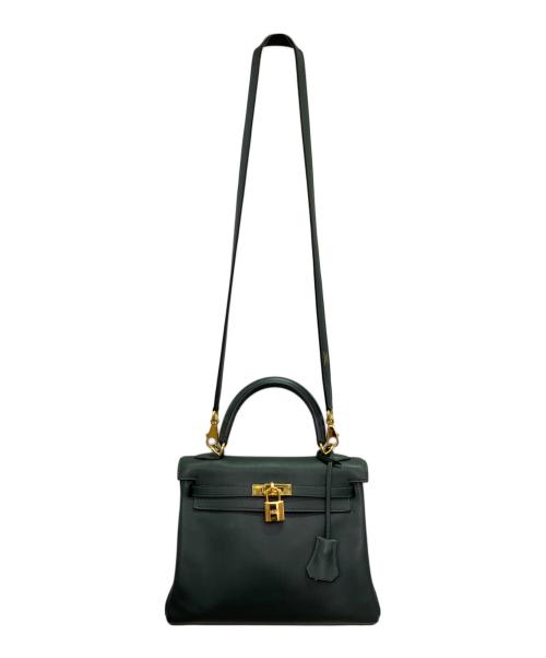 HERMES（エルメス）HERMES (エルメス) ケリー25 内縫い/ゴールド金具/スイフト/グリーン系/X刻印 グリーン系 サイズ:25の古着・服飾アイテム