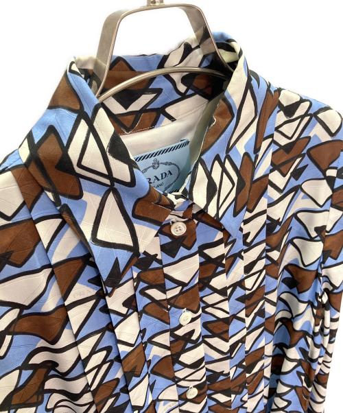 PRADA（プラダ）PRADA (プラダ) 総柄シャツワンピース スカイブルー サイズ:40Sの古着・服飾アイテム